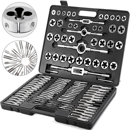 Dual Set Tap and Die Kit - 86PCS and 110PCS, Tungsten Steel, Titanium Coating, with Wrench and Screwdriver for Repair and Cutting