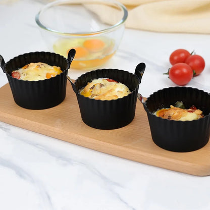 4Pcs Air Fryer Egg Poacher Food Grade Silicone Egg Poaching Cups Non-Stick Round Silicone Ramekins Reusable Silicone Baking Cups