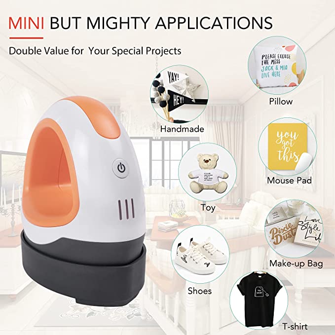 HTVRONT Portable MINI Heat Press Machine T-shirts Printing DIY Easy Heating Transfer Iron On HTV for Clothes Bags Hats Pads