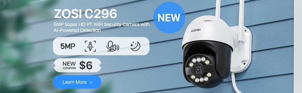 ZOSI Wifi PTZ Camera 2MP 3MP Starlight Night Vision Surveillance Outdoor IP Camera 2-Way Audio AI Human Detect Wireless Camera
