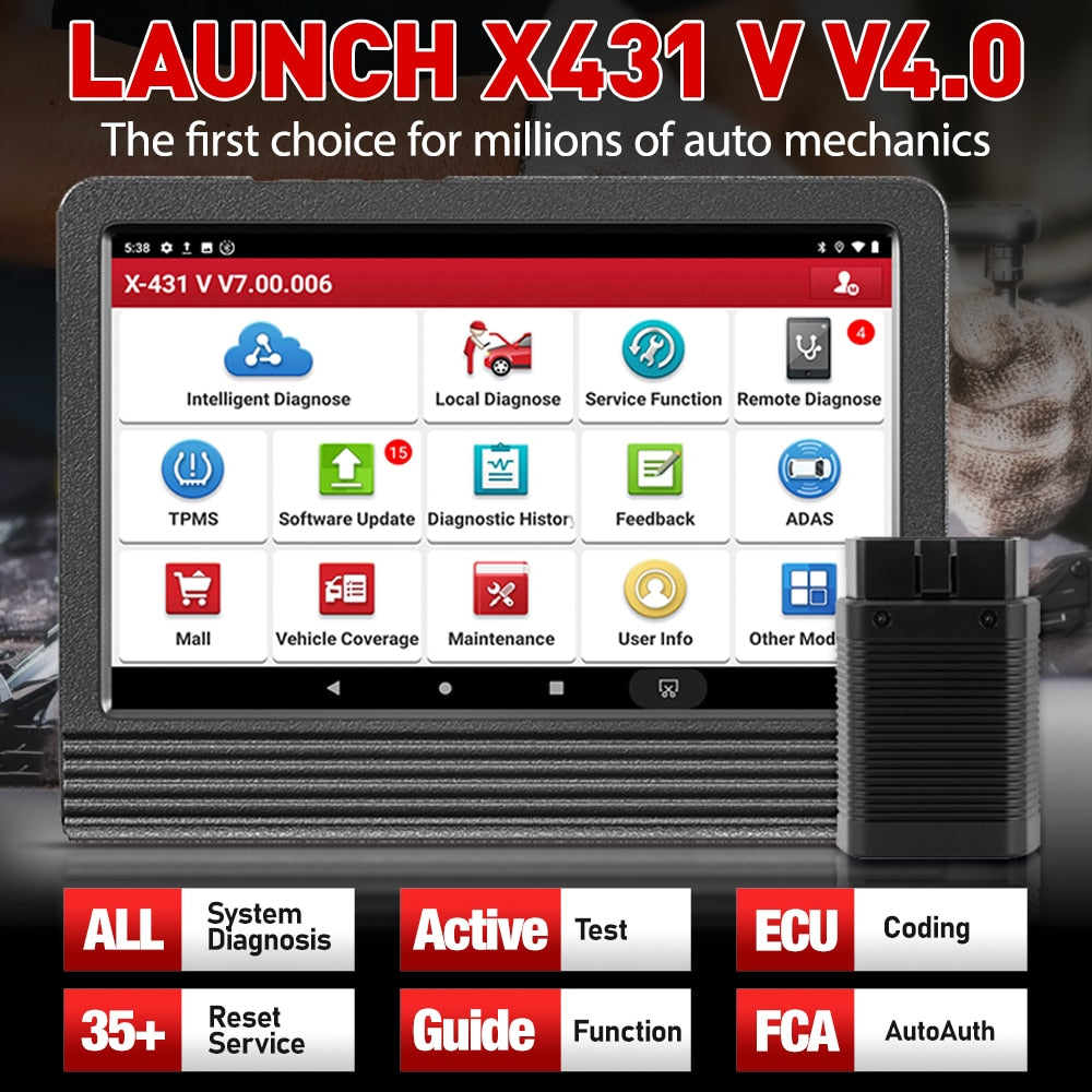 LAUNCH X431 V V4.0 Pro Car Diagnostic Tools Auto OBD2  Scanner Full System ECU Coding Active Test Guide Function