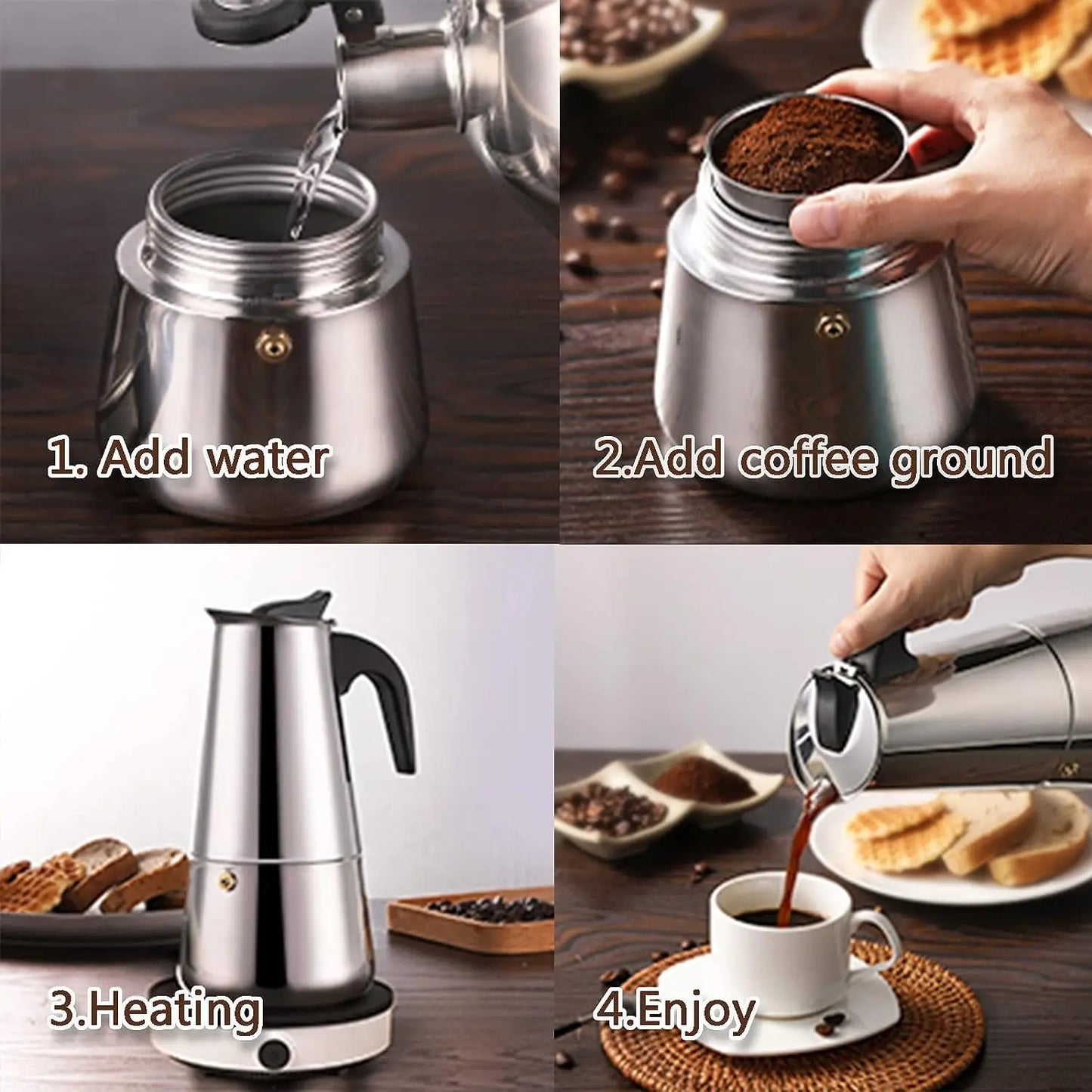 4/6/9 Cups Moka Pot Caffe Machine Espresso Cups Coffee Makers Latte Percolator Stove Top Moka Coffee Maker