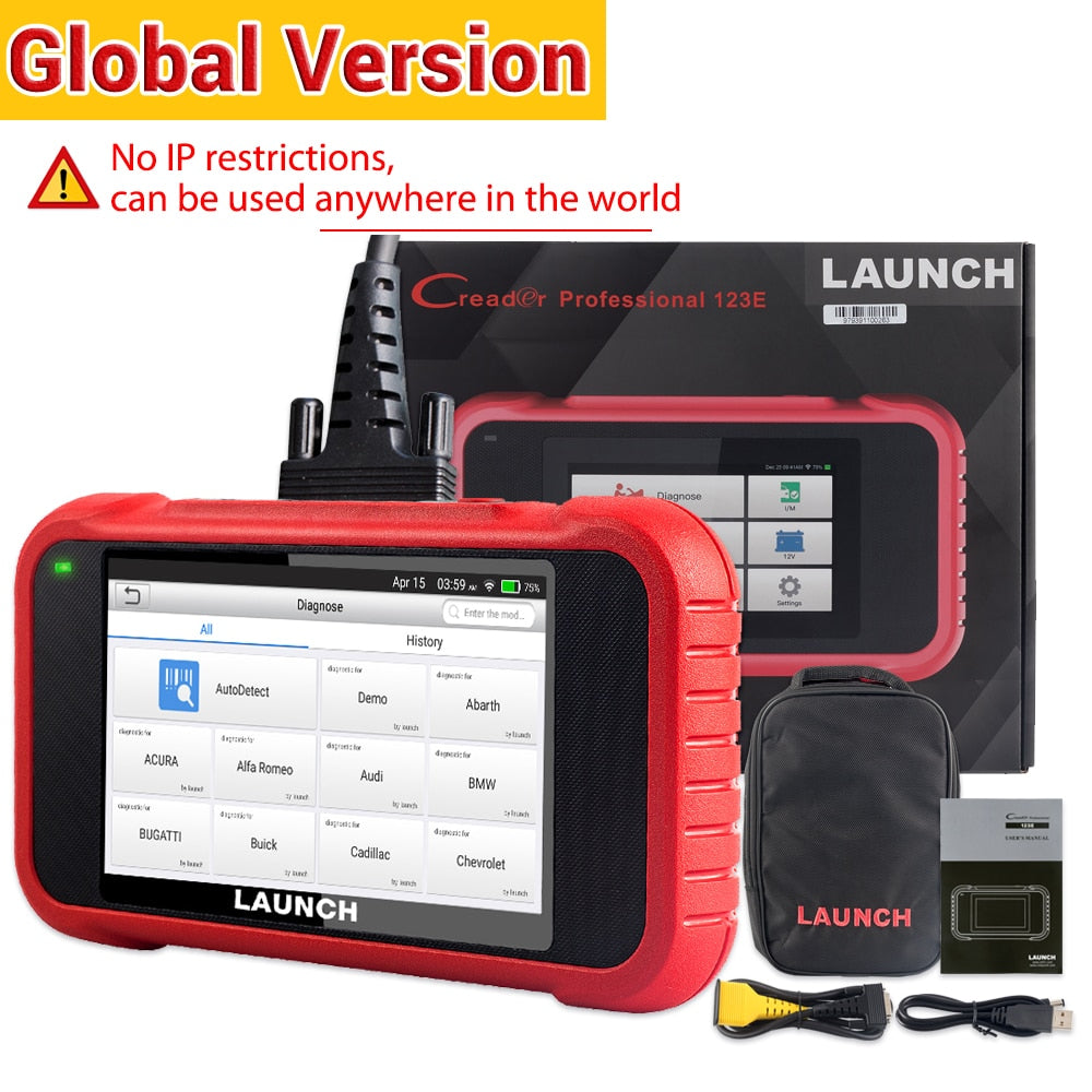 LAUNCH X431 CRP123E Car OBD2 Diagnostic Tools Automotive OBD Scanner ABS SRS Airbag Engine AT SAS OIL Brake Reset Free Update