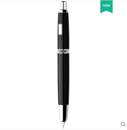 MAJOHN A1 Press Fountain Pen Retractable Extra Fine Nib 0.4mm Metal Ink Pen with no clip and Converter for Writing - Color Black