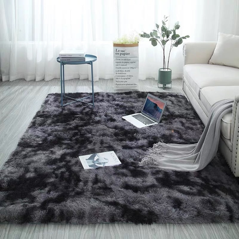 Plush Carpet for Living Room and Bedroom - Soft, Fluffy, and Anti-Slip Floor Rug - Elegant Lounge Decor and Solid Design