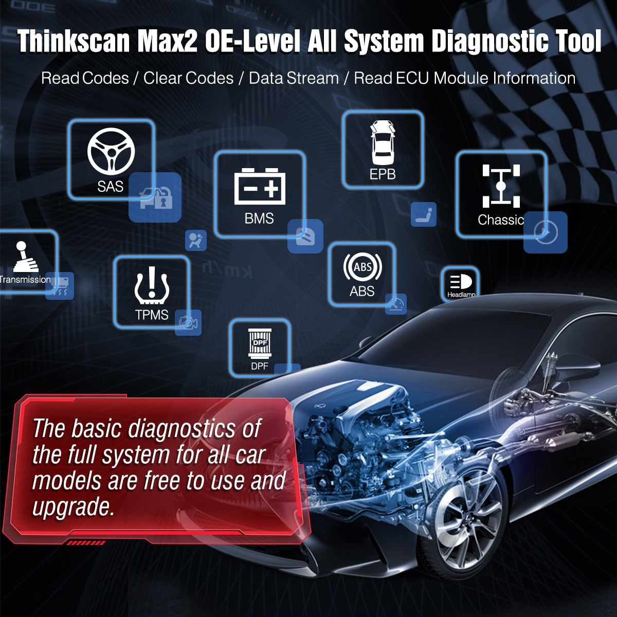 THINKCAR ThinkScan Max 2 Diagnostic Tools Full system Support CANFD For GM 2023 AF DPF IMMO 28 Reset ECU Coding OBD2 Scanner