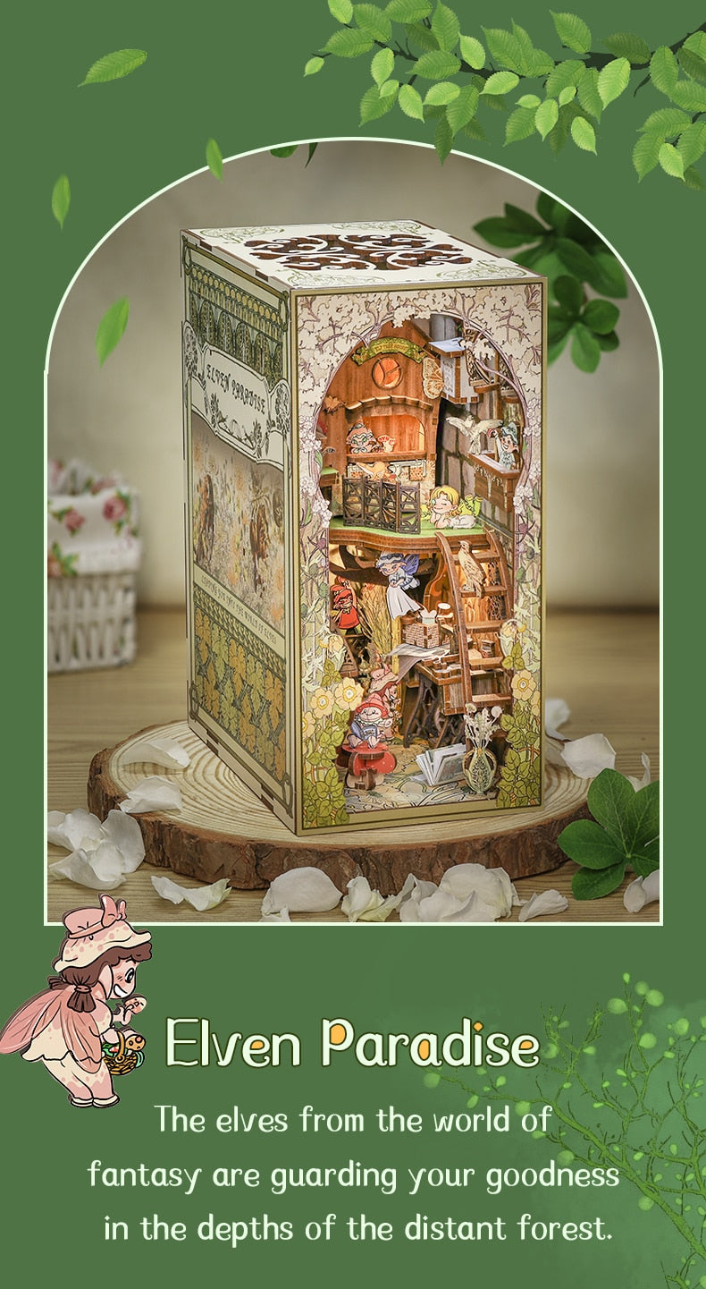 CUTEBEE Mothers Day Gifts DIY Butterfly House Book Nook Kit Dollhouse with Light Eternal Bookstore Bookshelf Insert 3D Bookend