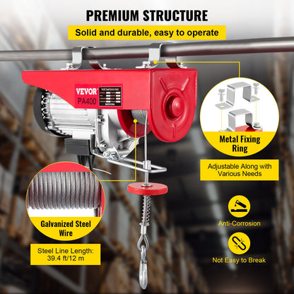 Electric Hoist Winch with Remote Control - Effortless Cable Lifting for Boats, Cars, Scaffolding, and More in Garages and Warehouses