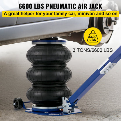 3-Ton Triple Bag Car Jack: Effortless Lifting with Adjustable Handle, Fast and Powerful Pneumatic Jack for Vans, SUVs, and Auto Car Lifts