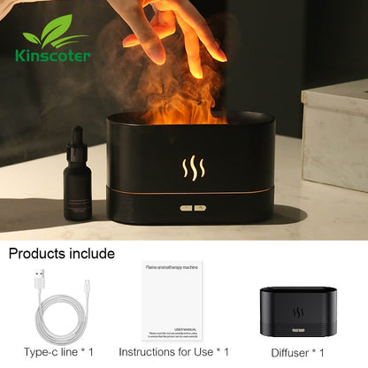 Kinscoter Aroma Diffuser Air Humidifier Ultrasonic Cool Mist Maker Fogger Led Essential Oil Flame Lamp Difusor