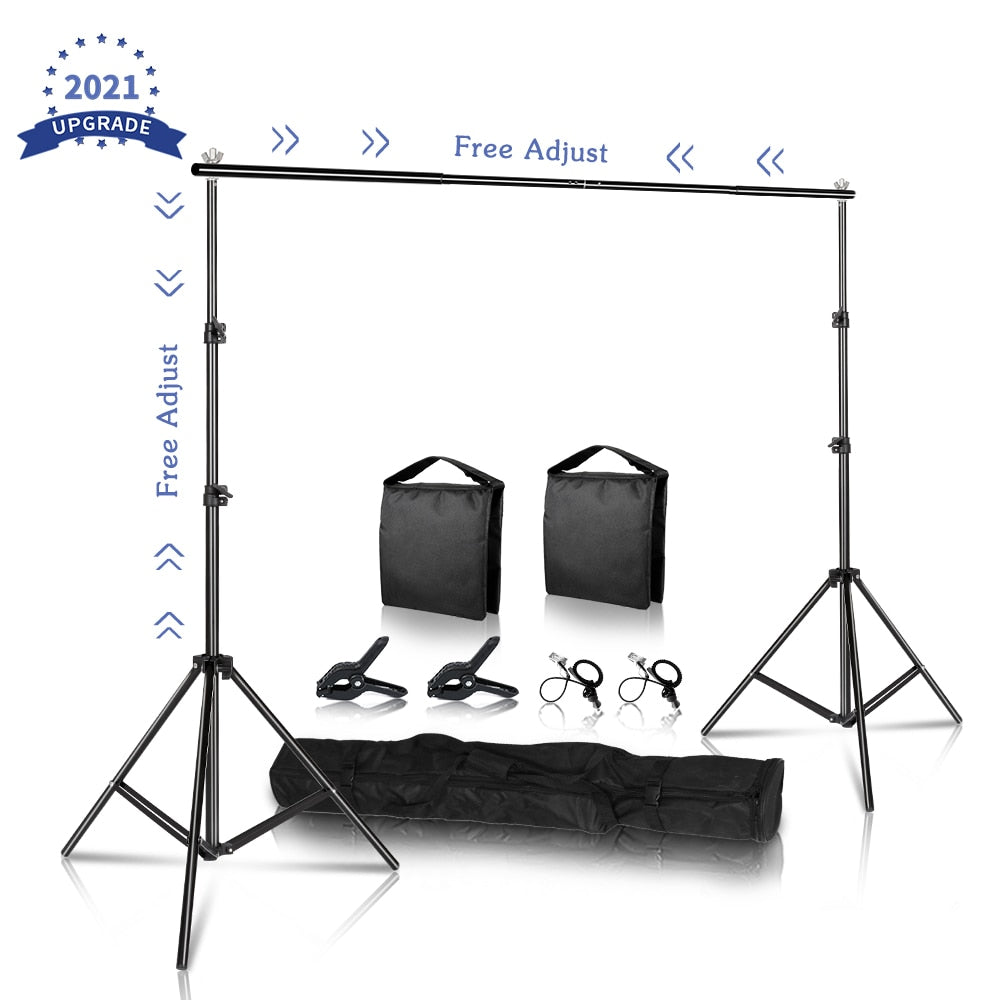 Photography Background Backdrop Stand Support System Kit with Carry Case for Muslin Photo Video Studio