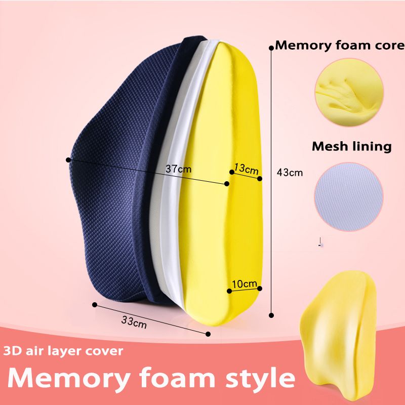 Memory Foam Lumbar Support Cushion For Back Waist Orthopedic Pillow Coccyx Office Chair Cushion Car Seat Pain Relief Massage Pad