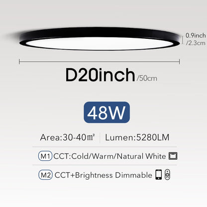 Smart Ultrathin 20-Inch LED Ceiling Lamp: Large Bedroom Lighting Fixture for Modern Living Room