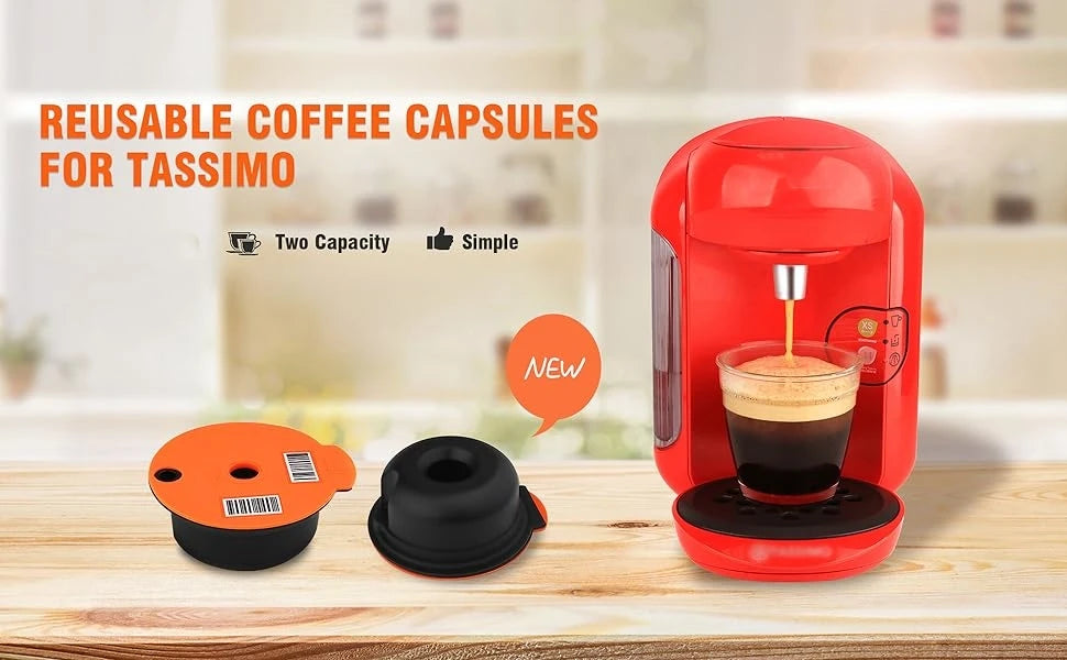 60ML / 180ML Reusable Coffee Capsule Pods for Tassimo Coffee Machine Refillable Filter Maker Pod