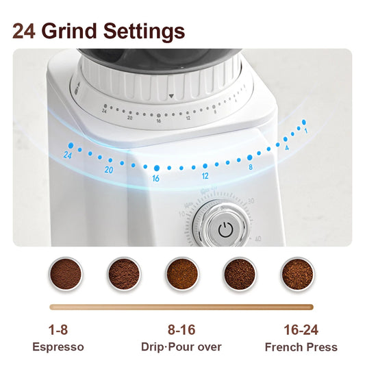 Petrus Coffee Grinder With Portafilter Hoder With 24 Precise Grind Settings Espresso Drip Percolator French Press