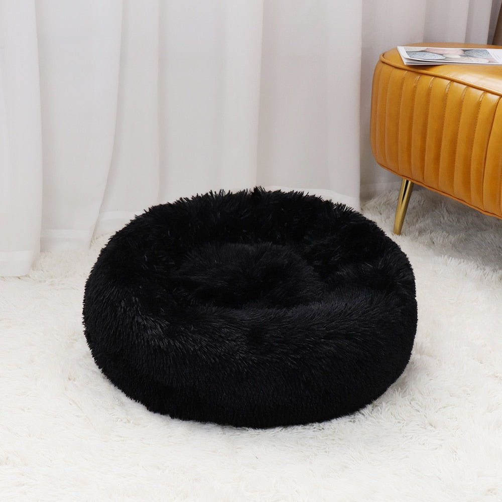 Luxurious Plush Cat Bed: Full-Size Washable Donut Bed for Ultimate Comfort and Relaxation - Perfect for All Cat Breeds