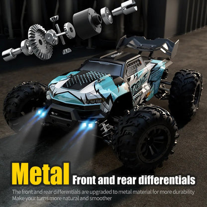 1:16 High-Speed 4WD RC Car with LED Lights - Off-Road Thrills at 70KM/H! Ultimate Remote Control Fun for Kids