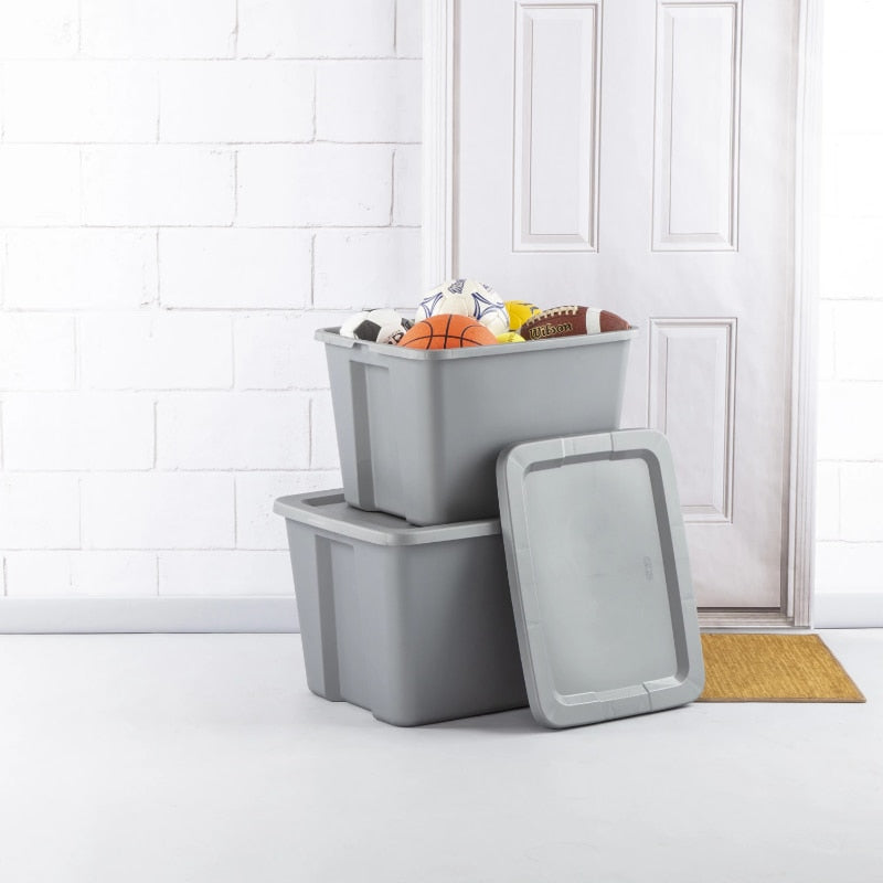 Sterilite 18 Gallon Tote Box Plastic, Gray, Set of 8