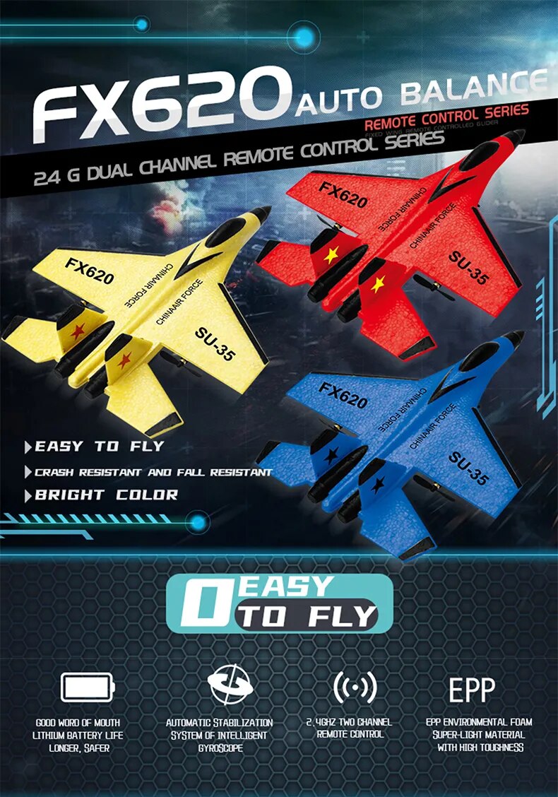 RC SU-35 Fighter Plane: High-Flying 2.4G Radio Control Glider for Kids - Remote Control Foam Aircraft for Adventurous Play