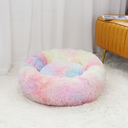 Luxurious Plush Cat Bed: Full-Size Washable Donut Bed for Ultimate Comfort and Relaxation - Perfect for All Cat Breeds