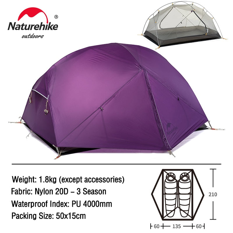 Adventure Awaits: Mongar 2-Person Backpacking Tent - Ultralight 20D Travel Companion for Waterproof Hiking, Camping, and Outdoor Survival