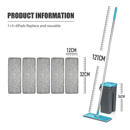 Flat Squeeze Mop with Spin Bucket - Microfiber Magic for Hardwood and More!