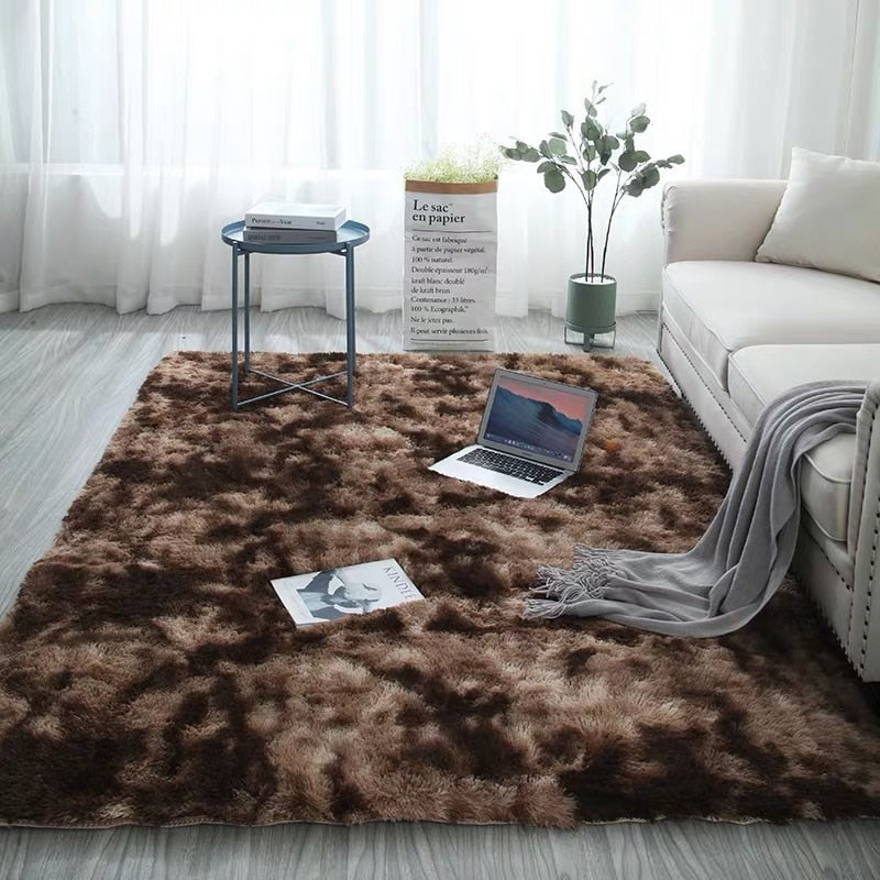 Plush Carpet for Living Room and Bedroom - Soft, Fluffy, and Anti-Slip Floor Rug - Elegant Lounge Decor and Solid Design