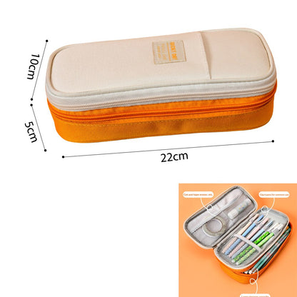 Large Capacity Pencil Case Scratch-proof Spacious Canvas Stationery Storage Bag School Box Pencils Pouch Organizer Students Gift