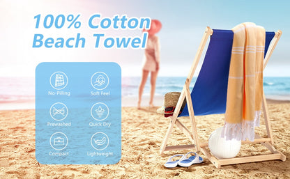 SEMAXE Beach Towel Cotton, Sand Free Quick Dry Soft Absorbent Lightweight Blanket for Bathroom, Beach, Pool, Gym. 74x36inches