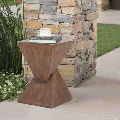 Lightweight Concrete Accent Table, Modern Geometry Side Table for Indoor and Outdoor, Small Bedside End Table Sofa Vanity Coffee