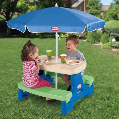 Little Tikes Outdoor Kids Picnic Table Removable Portable Play Table with Umbrella