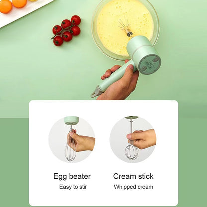 USB 2 In 1 Electric milk frother Garlic Chopper Masher Whisk Egg Beater 3-Speed Mixer Kitchen Handheld Automatic frother foamer