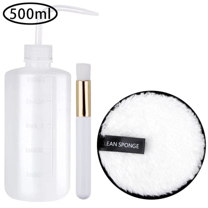 Eyelash Removal Cleaning Kit Eye Lash Clean Brush Washing Bottle Eyebrow Applicator Reusable Microfiber Face Make-up Disc Tools