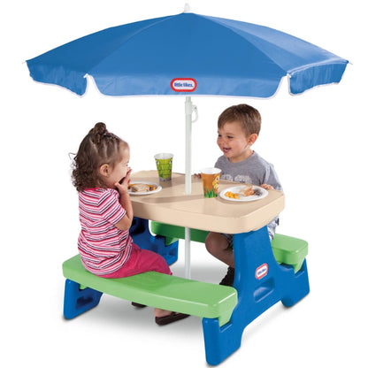 Little Tikes Outdoor Kids Picnic Table Removable Portable Play Table with Umbrella