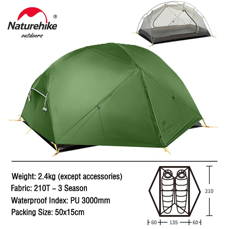 Adventure Awaits: Mongar 2-Person Backpacking Tent - Ultralight 20D Travel Companion for Waterproof Hiking, Camping, and Outdoor Survival