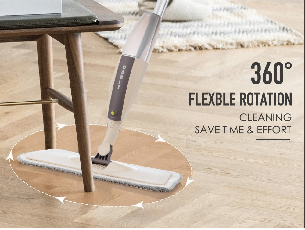360° Spray Floor Mop and Reusable Microfiber Pads - Ideal for Home, Kitchen, Laminate, Wood, and Ceramic Tile Floors