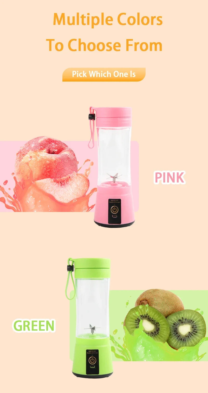 Portable Fruit Juice Blenders Summer Personal Electric Mini Bottle Home USB 6 Blades Juicer Cup Machine For Kitchen