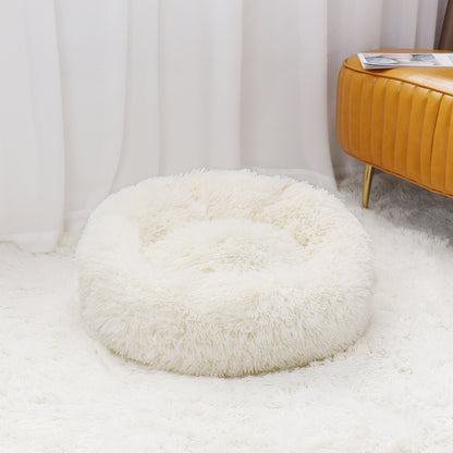 Luxurious Plush Cat Bed: Full-Size Washable Donut Bed for Ultimate Comfort and Relaxation - Perfect for All Cat Breeds