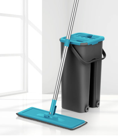 Flat Squeeze Mop with Spin Bucket - Microfiber Magic for Hardwood and More!
