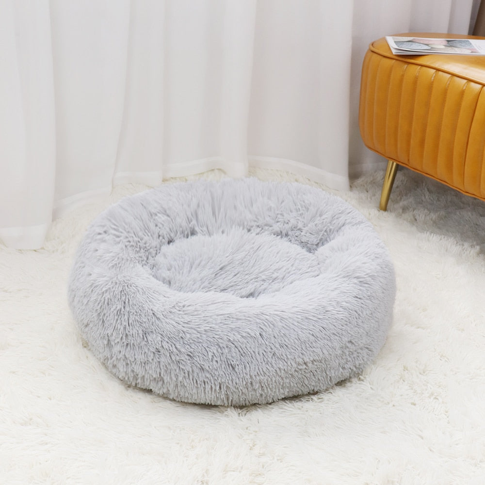 Luxurious Plush Cat Bed: Full-Size Washable Donut Bed for Ultimate Comfort and Relaxation - Perfect for All Cat Breeds