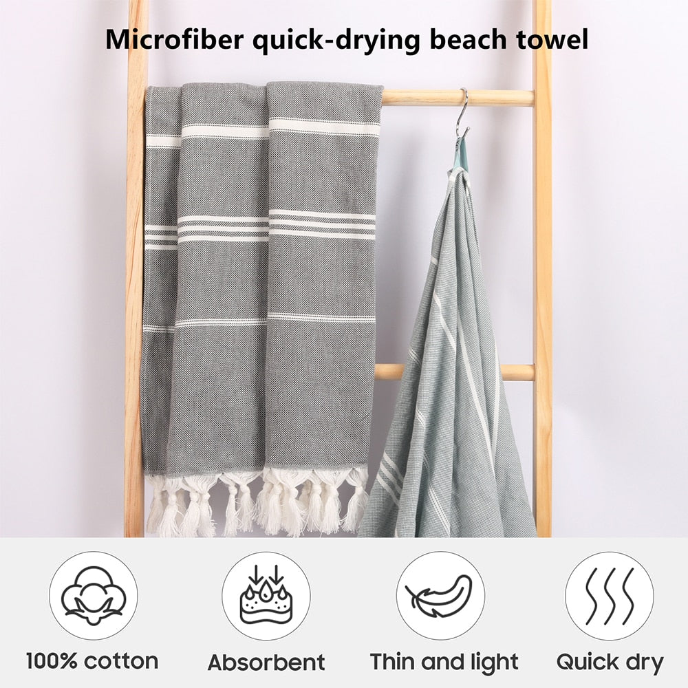 SEMAXE Beach Towel Cotton, Sand Free Quick Dry Soft Absorbent Lightweight Blanket for Bathroom, Beach, Pool, Gym. 74x36inches