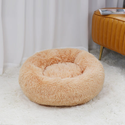 Luxurious Plush Cat Bed: Full-Size Washable Donut Bed for Ultimate Comfort and Relaxation - Perfect for All Cat Breeds