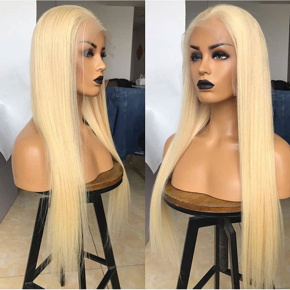 613 Blonde Straight Lace Front Human Hair Wigs - HD Transparent Lace, 13x4 and 13x6 Options, Pre-Plucked Perfection for Women