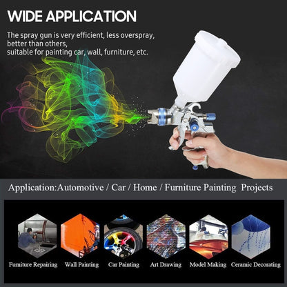 Spray Gun with 600ml Cup, 1.4mm, 1.7mm, 2.0mm Airbrush Nozzle Needle for Painting Cars, Furniture, and Walls