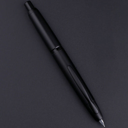 New MAJOHN A1 Press Fountain Pen Retractable Extra Fine Nib 0.4mm Metal Matte Black Ink Pen with Converter for Writing