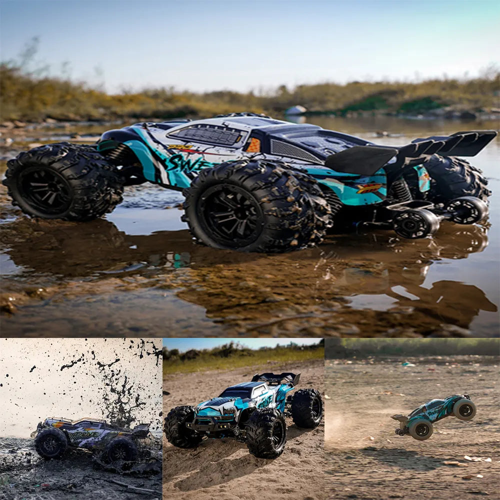 1:16 High-Speed 4WD RC Car with LED Lights - Off-Road Thrills at 70KM/H! Ultimate Remote Control Fun for Kids