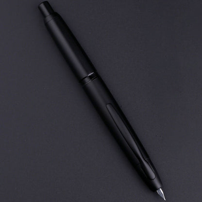 New Piano Black MAJOHN A1 Press Fountain Pen Retractable Extra Fine Nib 0.4mm Metal Ink Pen with Converter for Writing