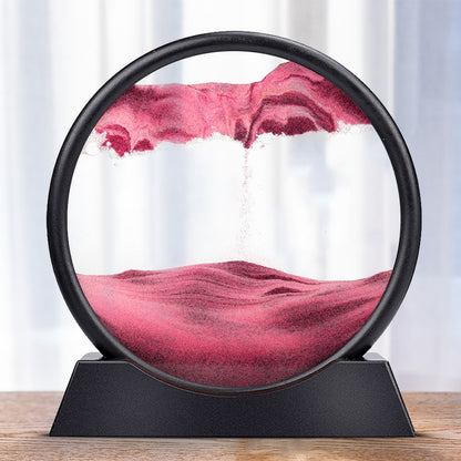 Round Glass 3D Deep Sea Sandscape: Moving Sand Art Picture for Relaxing Desktop Home Office Decoration