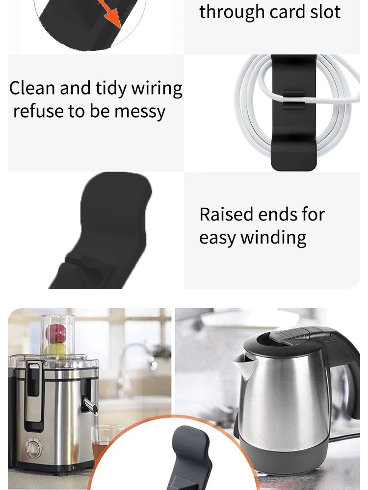 6 Pcs Cord Wrapper Kitchen Storage Wire Organizer Clip Holder Self Adhesive Coffee Machine Kitchen Appliances Winder Fixed