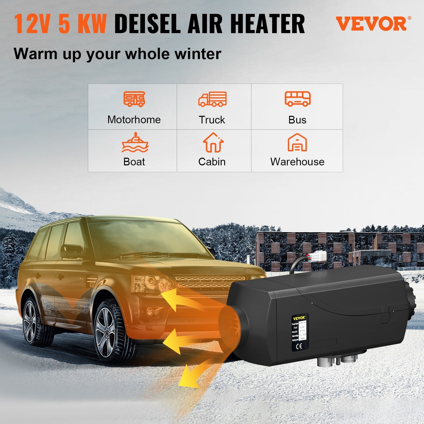 Powerful 5KW 12V Car Heater for Year-Round Comfort in Buses, Boats, Yachts, Motorhomes, Trailers, and Trucks